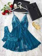 Lucia – Lace Front-Slit Chemise & Slip Set