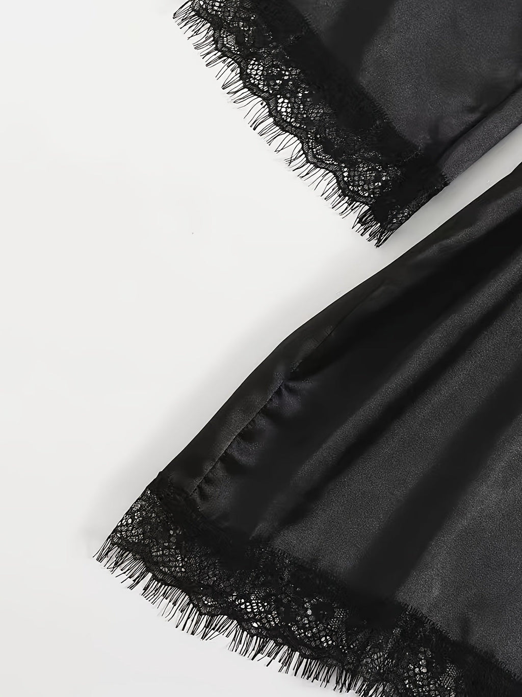 Aurora – Satin Lace Lounge Set with Kimono & Shorts