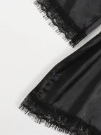 Aurora – Satin Lace Lounge Set with Kimono & Shorts